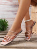Women'S Solid Color Square Toe Simple Style Flat Slip-On Sandals For Outdoor,Spring Summer Outfits