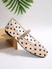 Women's Mesh Polka Dot Print Flat Mary Jane Shoes, Elastic Strap Square Toe Casual Daily Walking Shoes